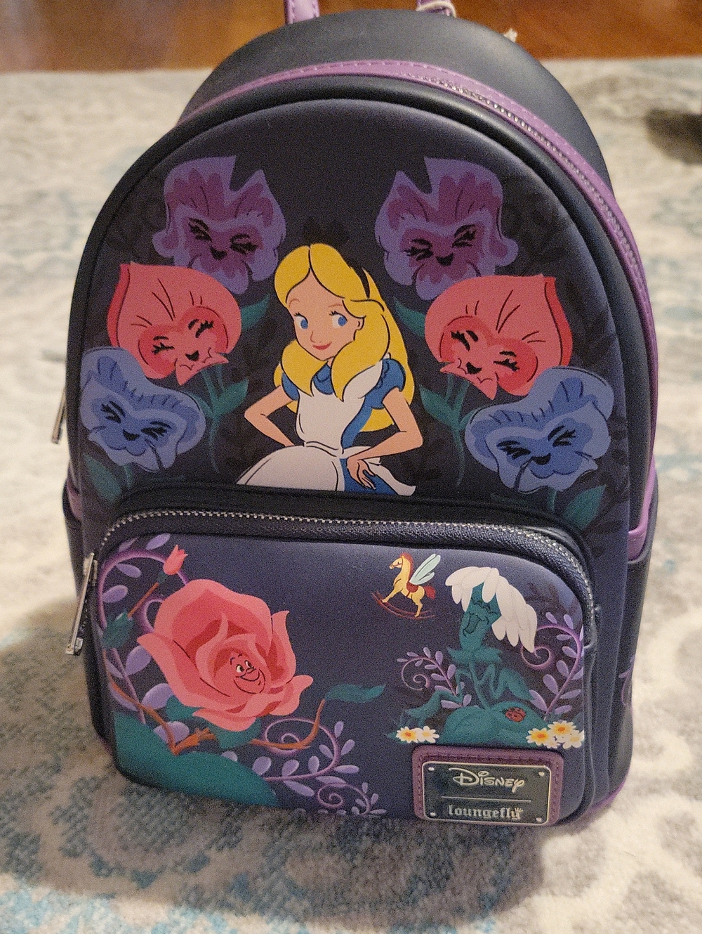 Loungefly Alice in Wonderland Purple Floral Mini Backpack